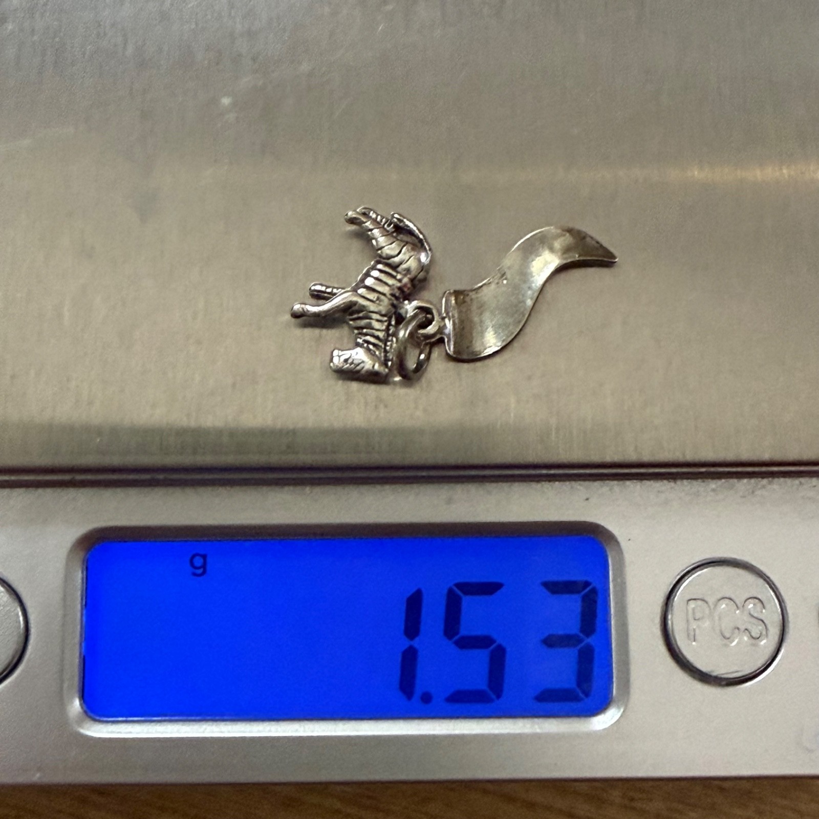 Vintage Sterling Silver Fossil Rim Museum Miniature Zebra Charm Pendant 1.53 g.