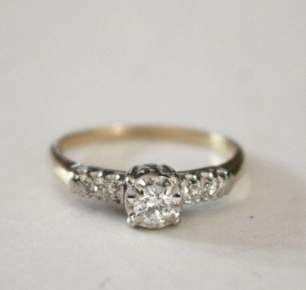 1.24CT Lab Created Diamond Vintage Style Round Wedding Ring 14K Two-Tone Gold FN