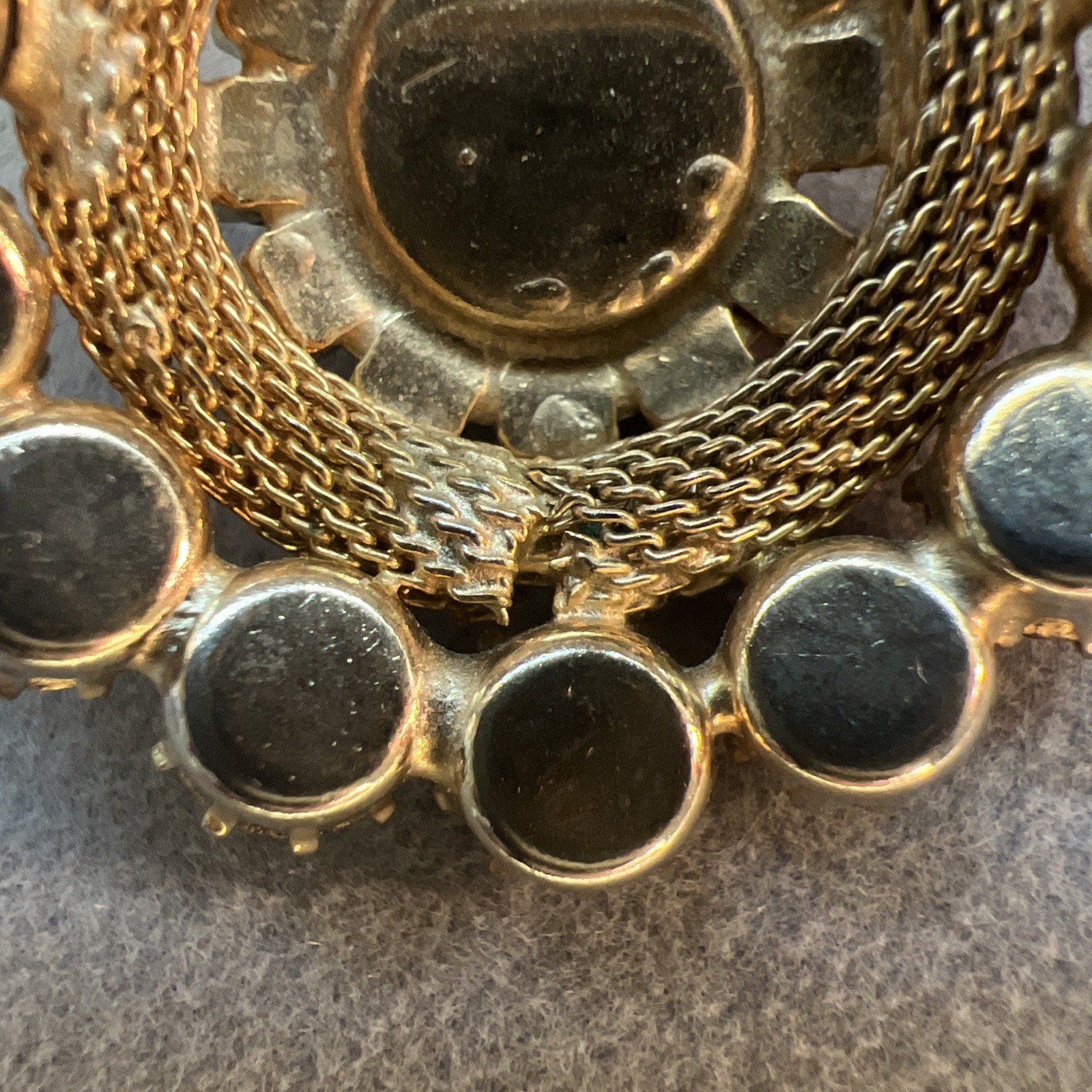 Stunning AB Siam , Rose Crystal Rhinestone and Mesh Circle Brooch 1.5″