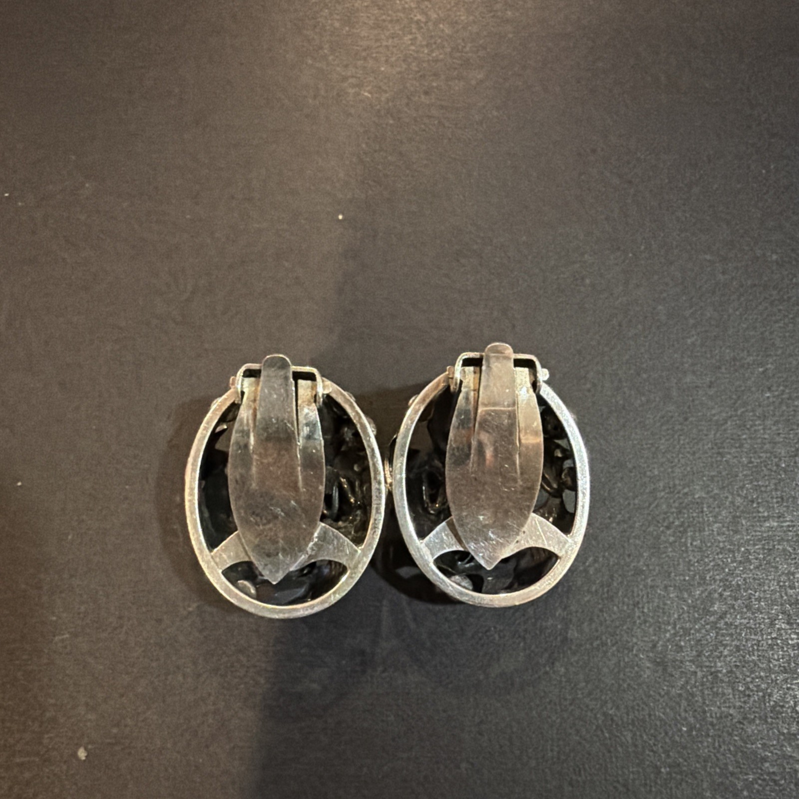Vintage Rare N.E From Denmark Sterling Silver Amethyst Clip On Earrings