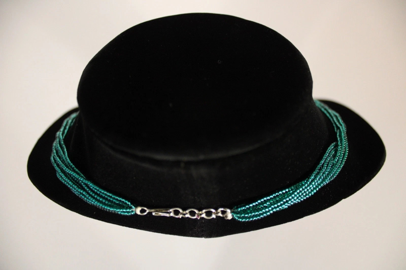 Beaded Necklace Dark Blue Green 28″ 28 in 8 Strand Small Tiny Seed Bead Handmade