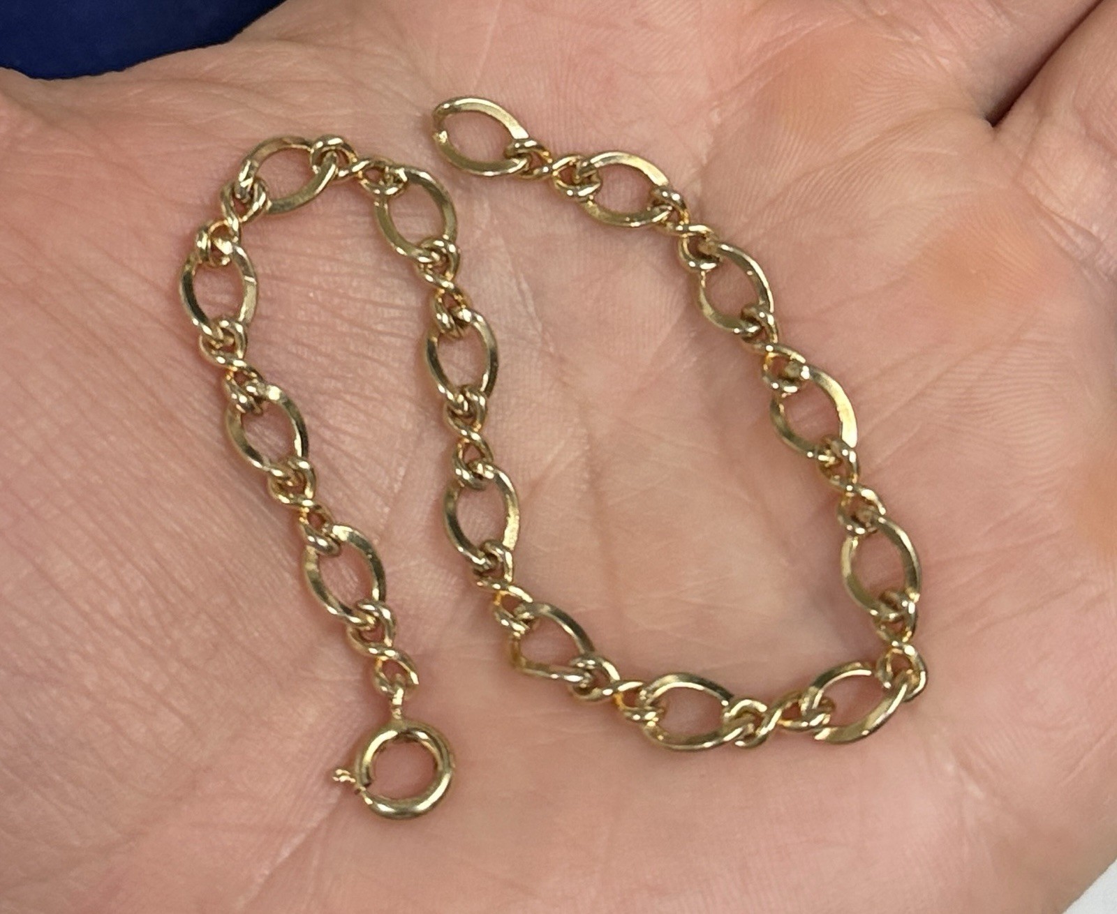 Infinity 12k Gold Filled Curb Figaro Bracelet 7″ 5.6mm Gf Victorian Stunning 5g