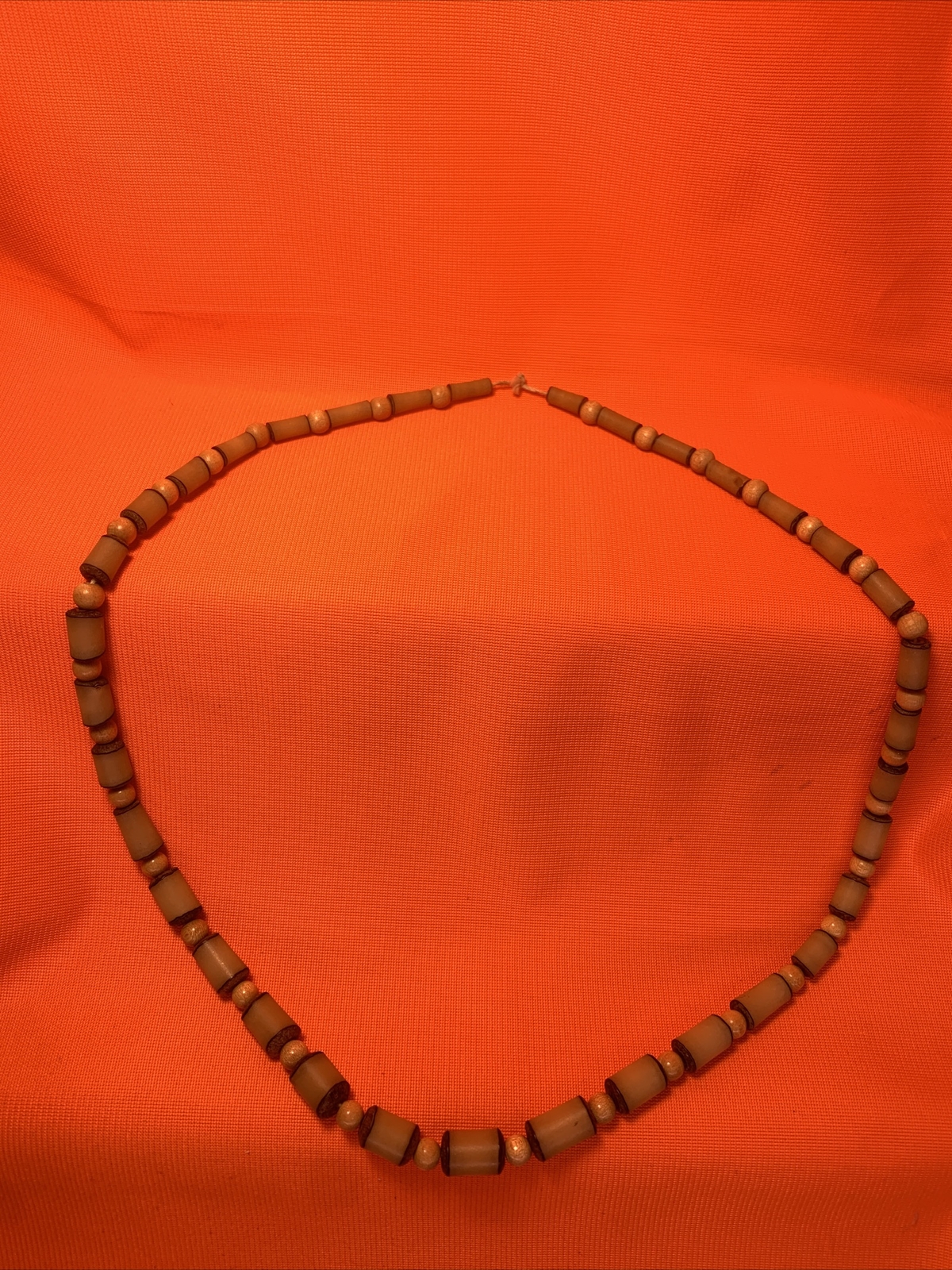 Wood Bead & Ceramic Necklace 22”