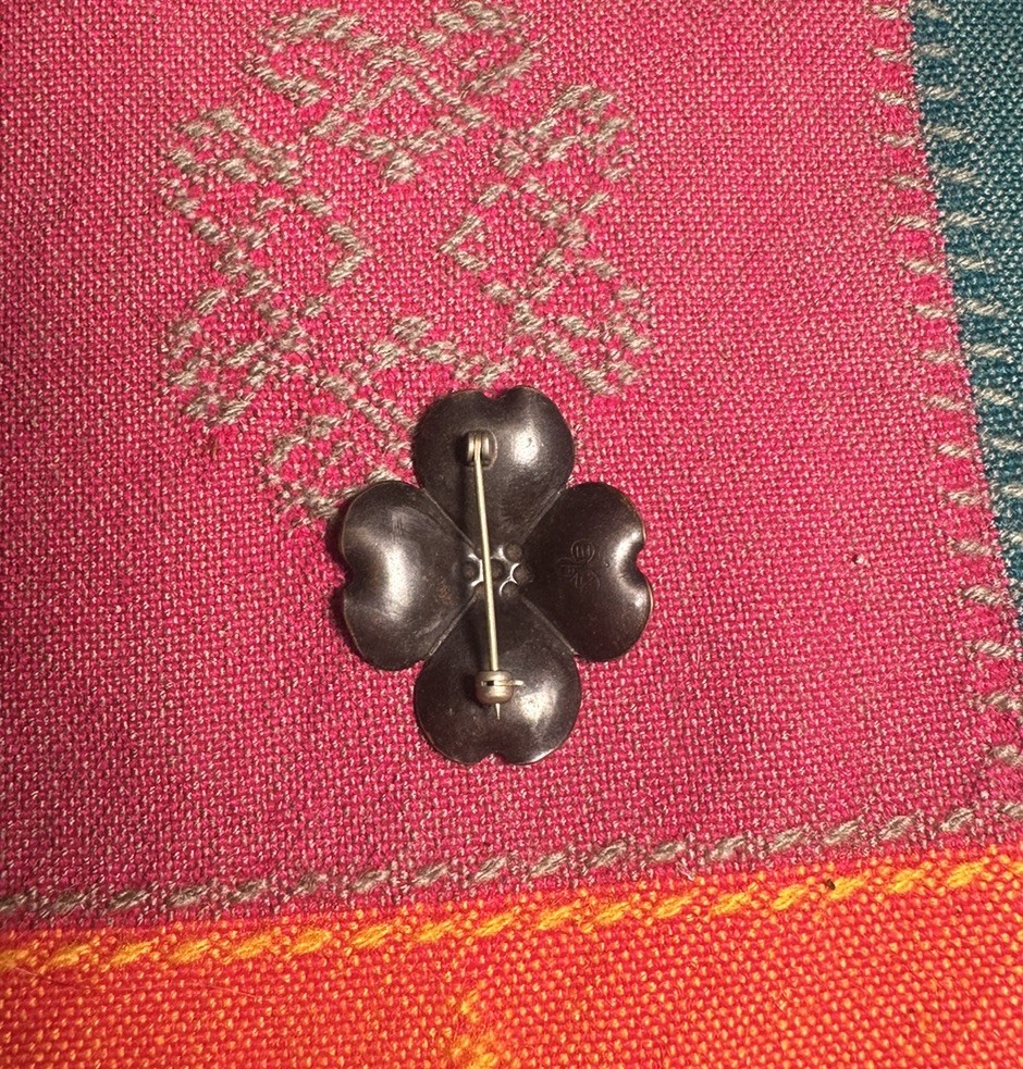 Vintage Dogwood Flower Brooch Signed New England Glass Works