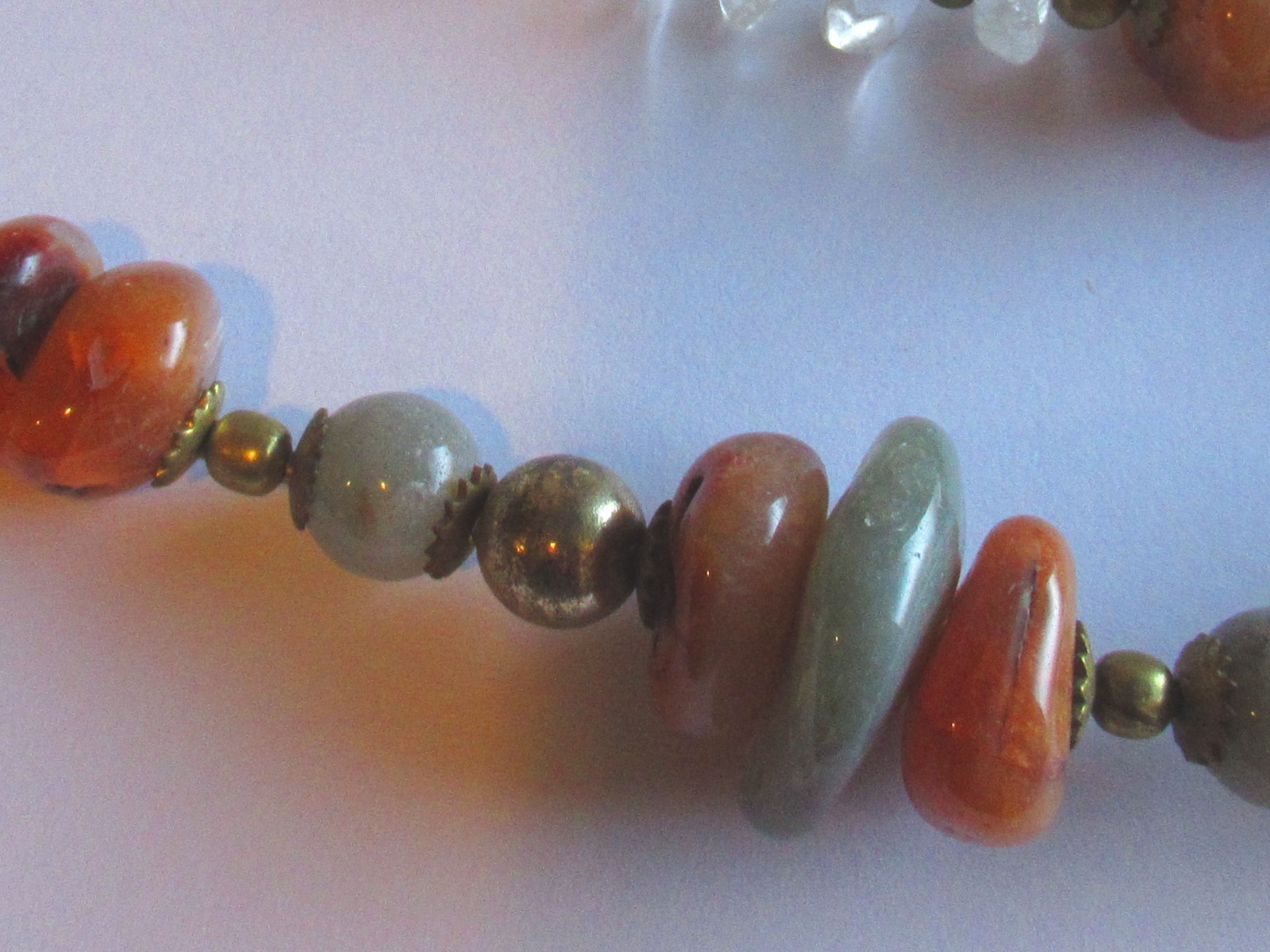 Art Deco 40’s Bohemian Ethnic Mexico Agate Quartz jasper Carnelian Necklace