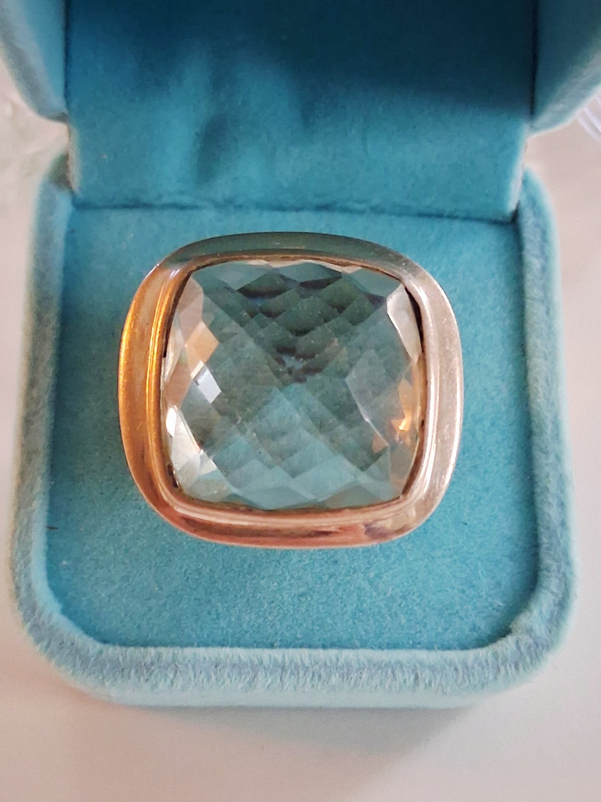 Huge Vintage Rock Crystal Clear Quartz Statement Ring Size 7.5 Sterling Silver