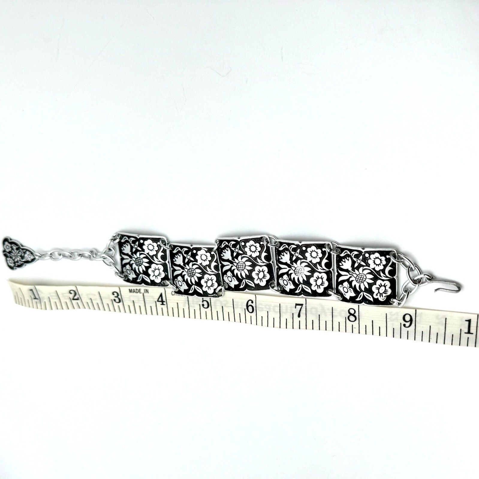 Vintage Bracelet Western Germany Aluminum Embossed Flowers Floral Gift