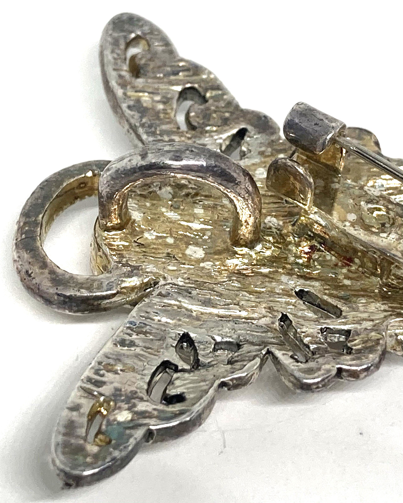 Vintage Signed MJ Marie Jennifer Silver Tone Rhinestone Angel Brooch/ Pendant