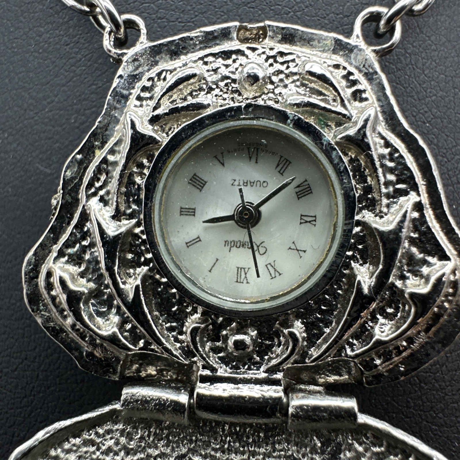 Vintage Xanadu Quartz Y2K Purse Hidden Watch Necklace Works Marcasite Adorned