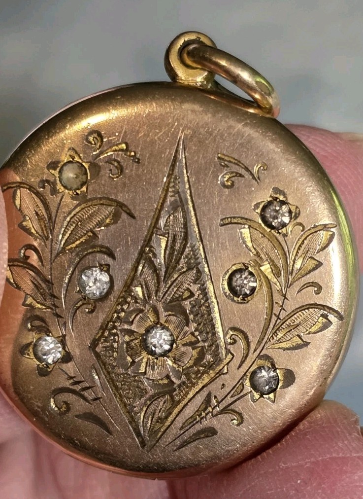 Victorian Rose Gold Filled Paste Locket