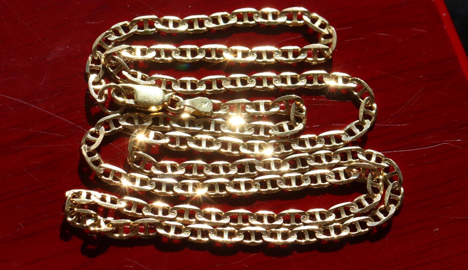 14k yellow gold necklace 19.5″ anchor / mariner link chain vintage 7.67gr N3502