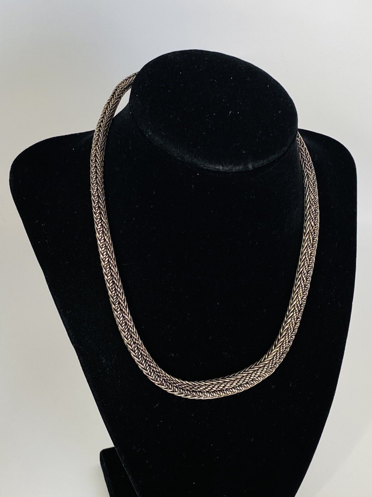 Vintage Bali 11MM Sterling Silver Wheat Foxtail Link Chain Necklace 98 GRAMS