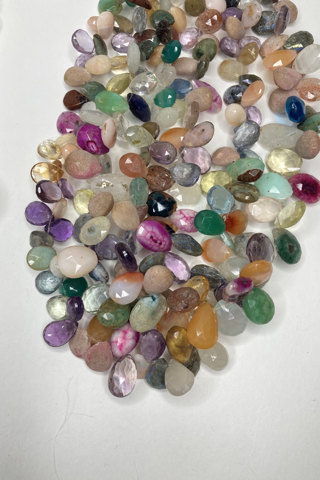 2 Multi-Colored & Multi-Strand Faceted Natural Crystal Bead Necklaces 17” & 18”