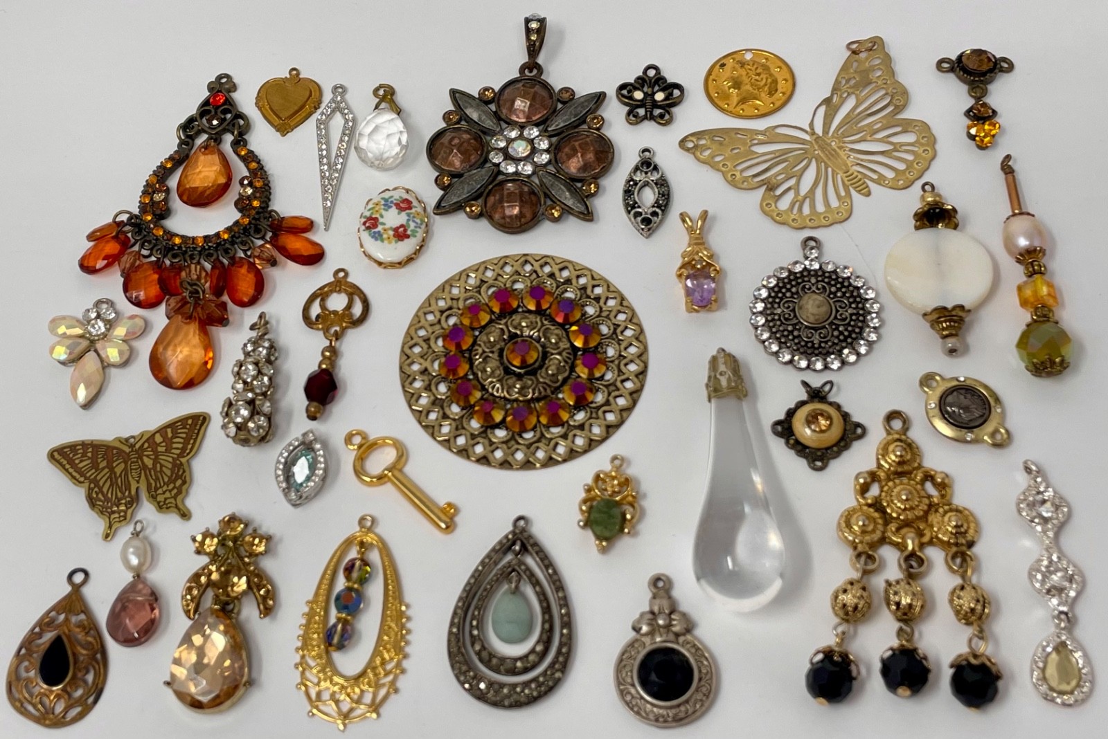 Lot Vtg & Modern Victorian Art Deco Style Pendants Findings Jewelry Craft Ja