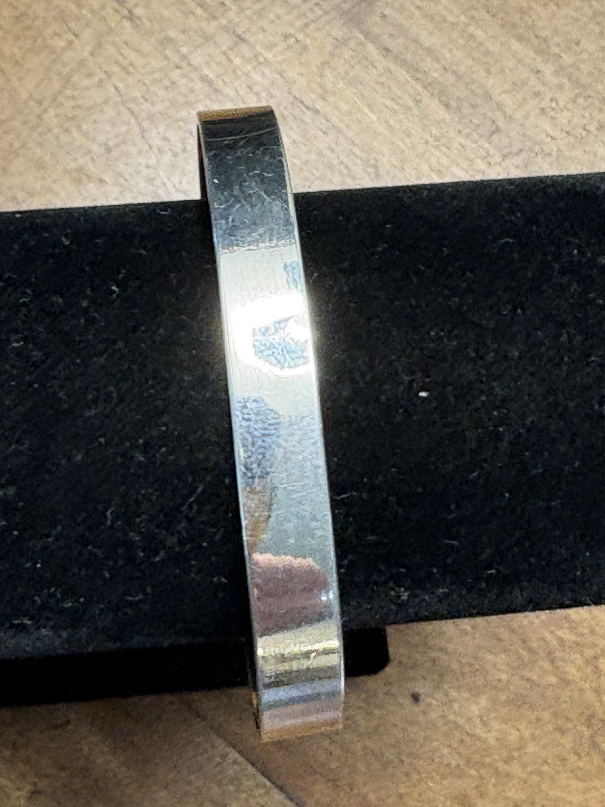 Vintage Sterling Silver and Lapis Inlay Bangle Bracelet 6 1/4 in 16 cm diameter