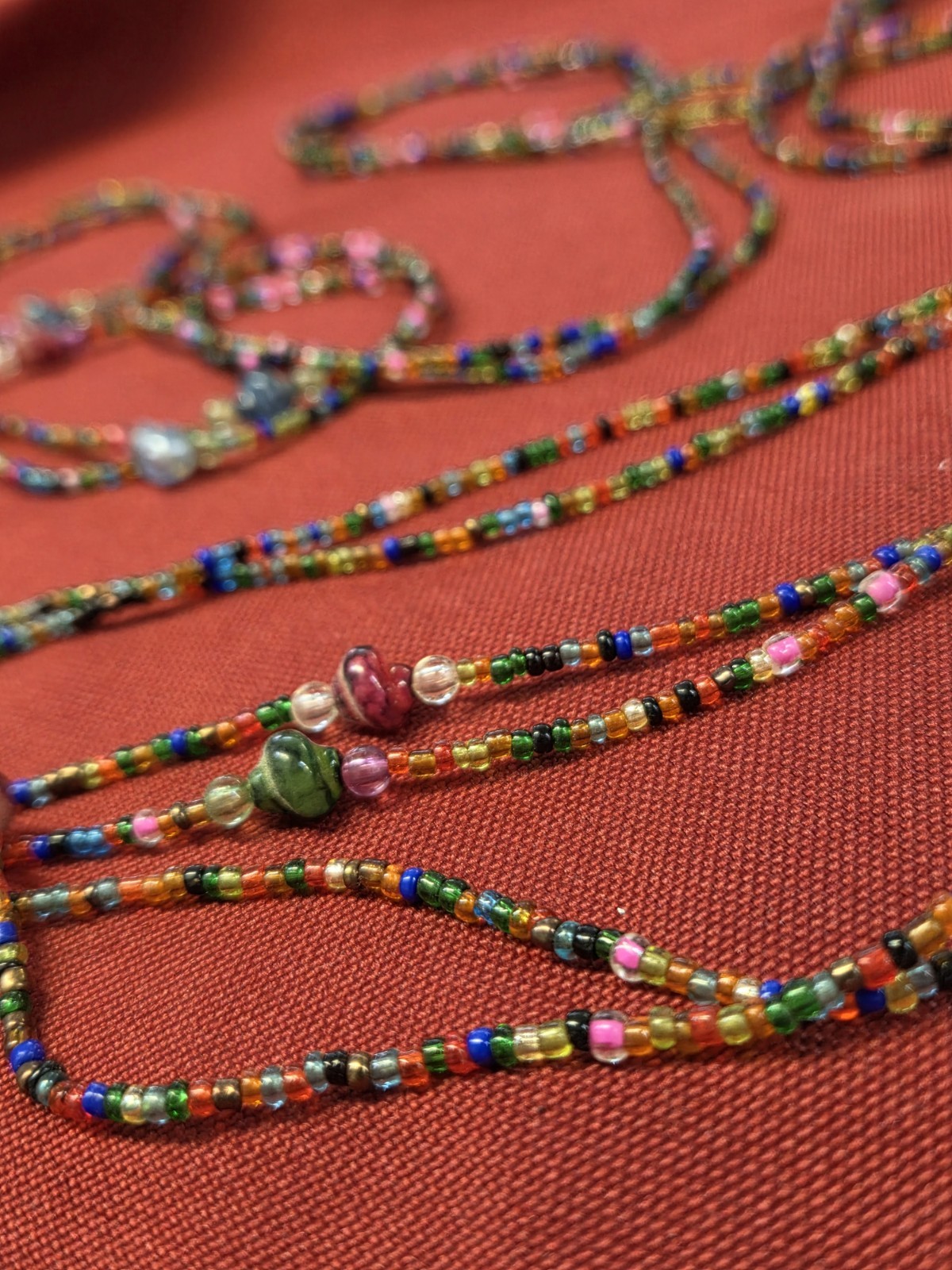 Vintage Multi-Strand Seed Bead Necklace 4 Strand Wrap Boho Tribal Glass Beads…