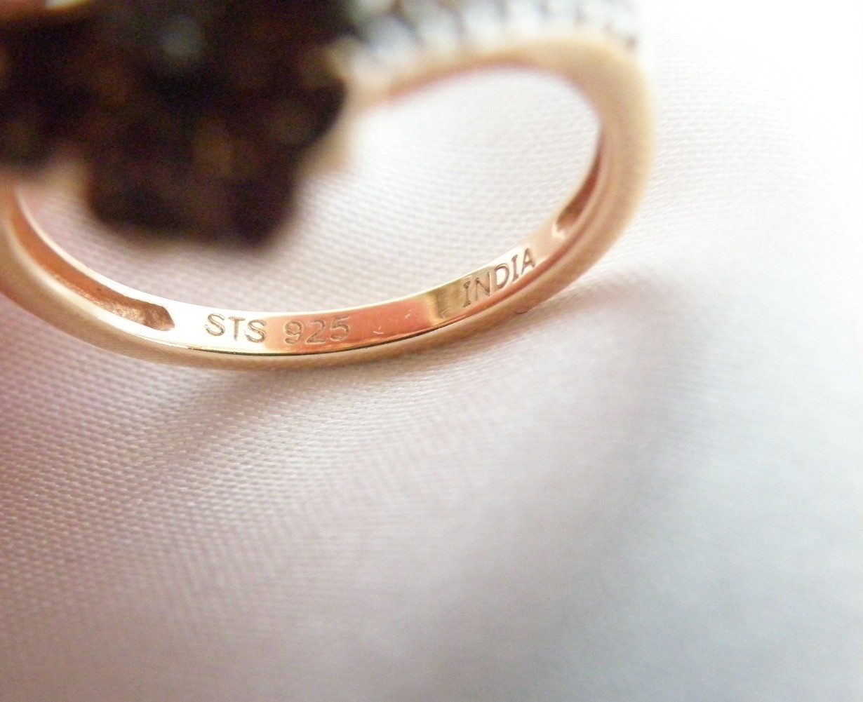 Sterling Silver 925 Rose Gold on Morganite Quartz Antique Style Ring Size 6