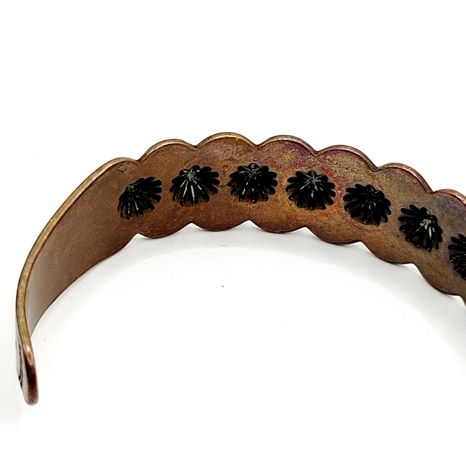 Copper Southwestern Concho Repousse Arrow Engraved Design SMALL Cuff Bracelet