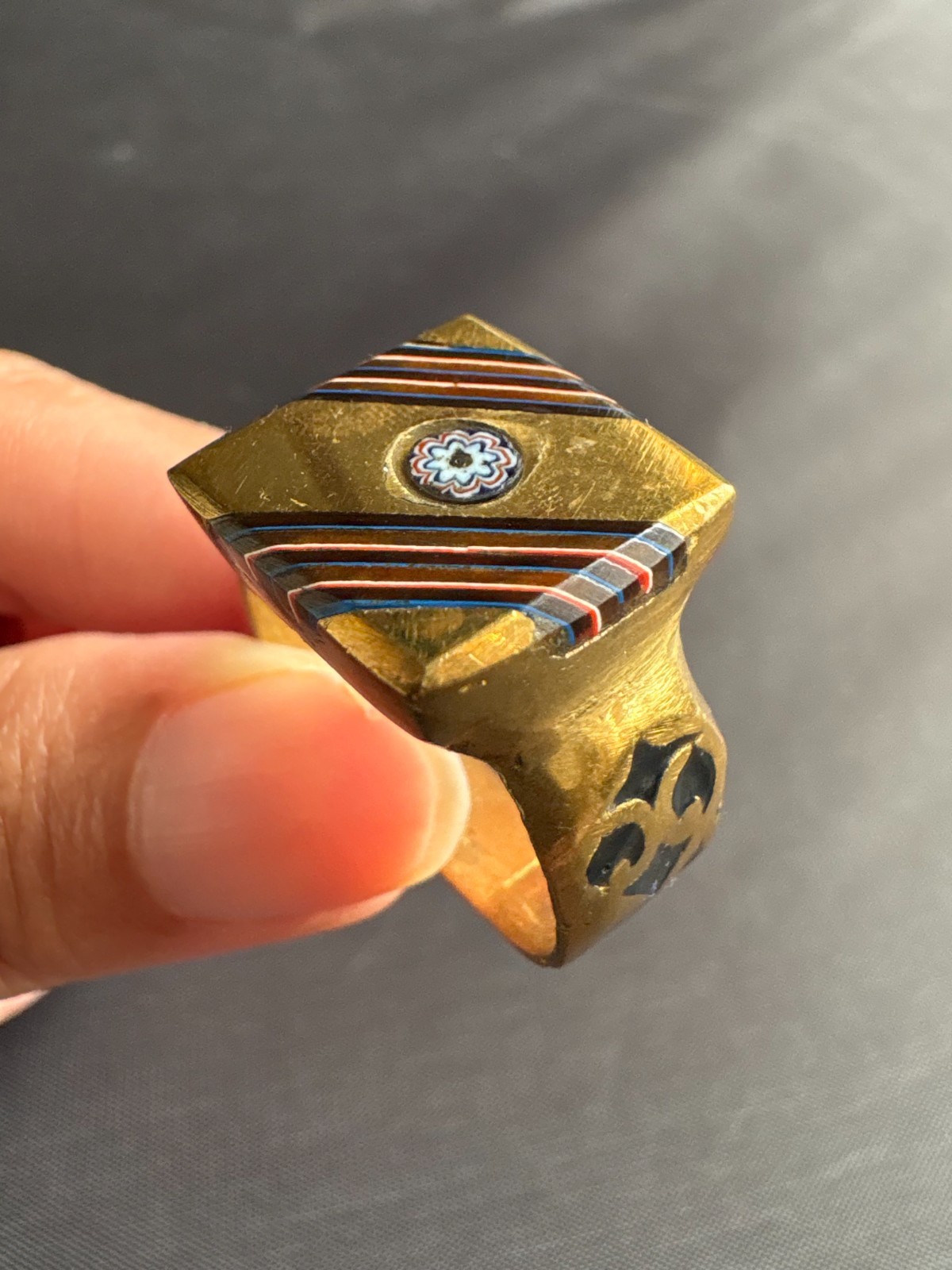 Vintage Moroccan Tuareg Brass Ring Large Berber Sahara Handmade Ring Size 12 US