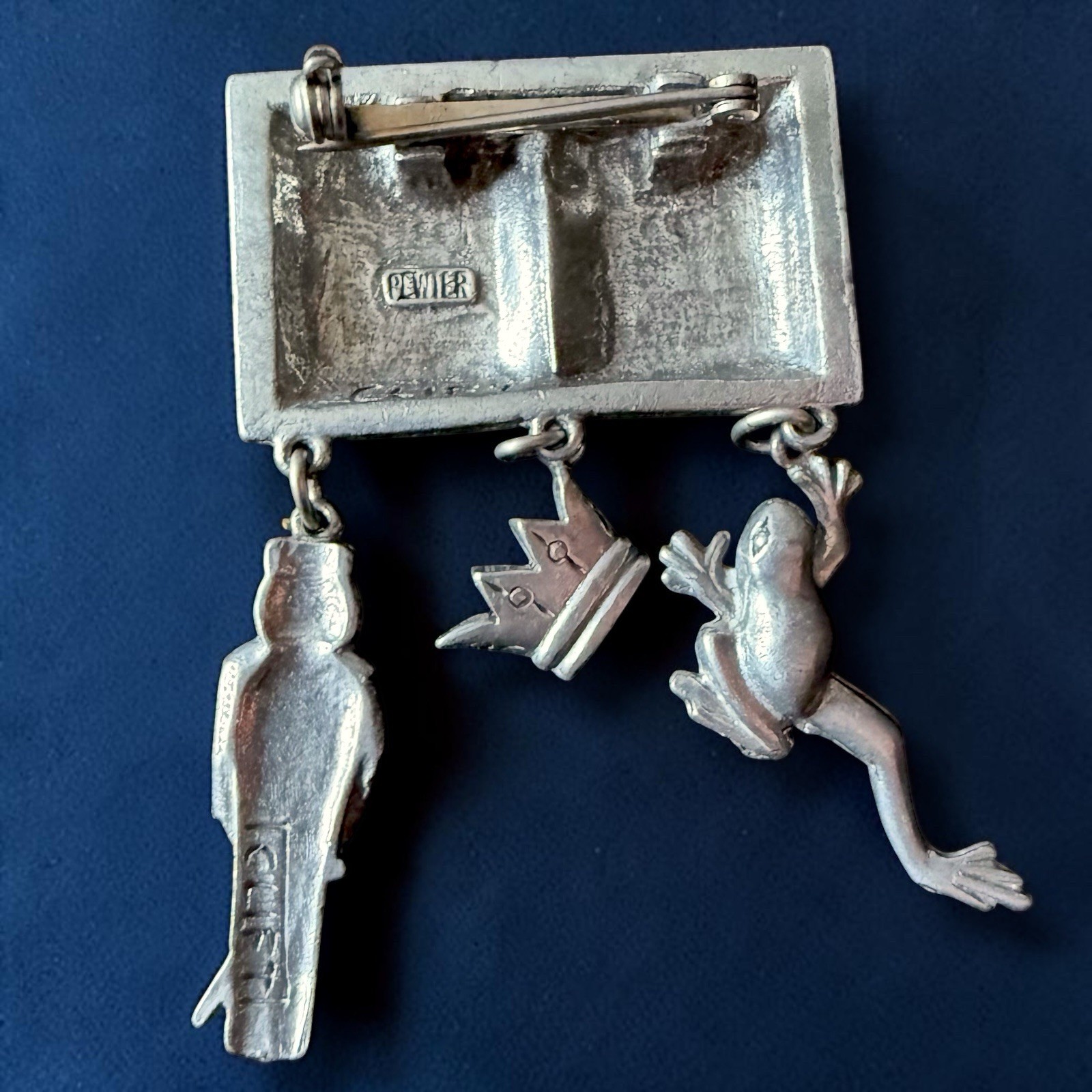 Storytelling Brooch Jim Clift Pewter Once Upon A Time Frog Prince Fairytale Pin