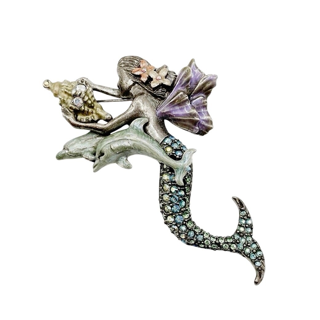 Kirk Folly Mermaid and Dolphin Vintage Brooch