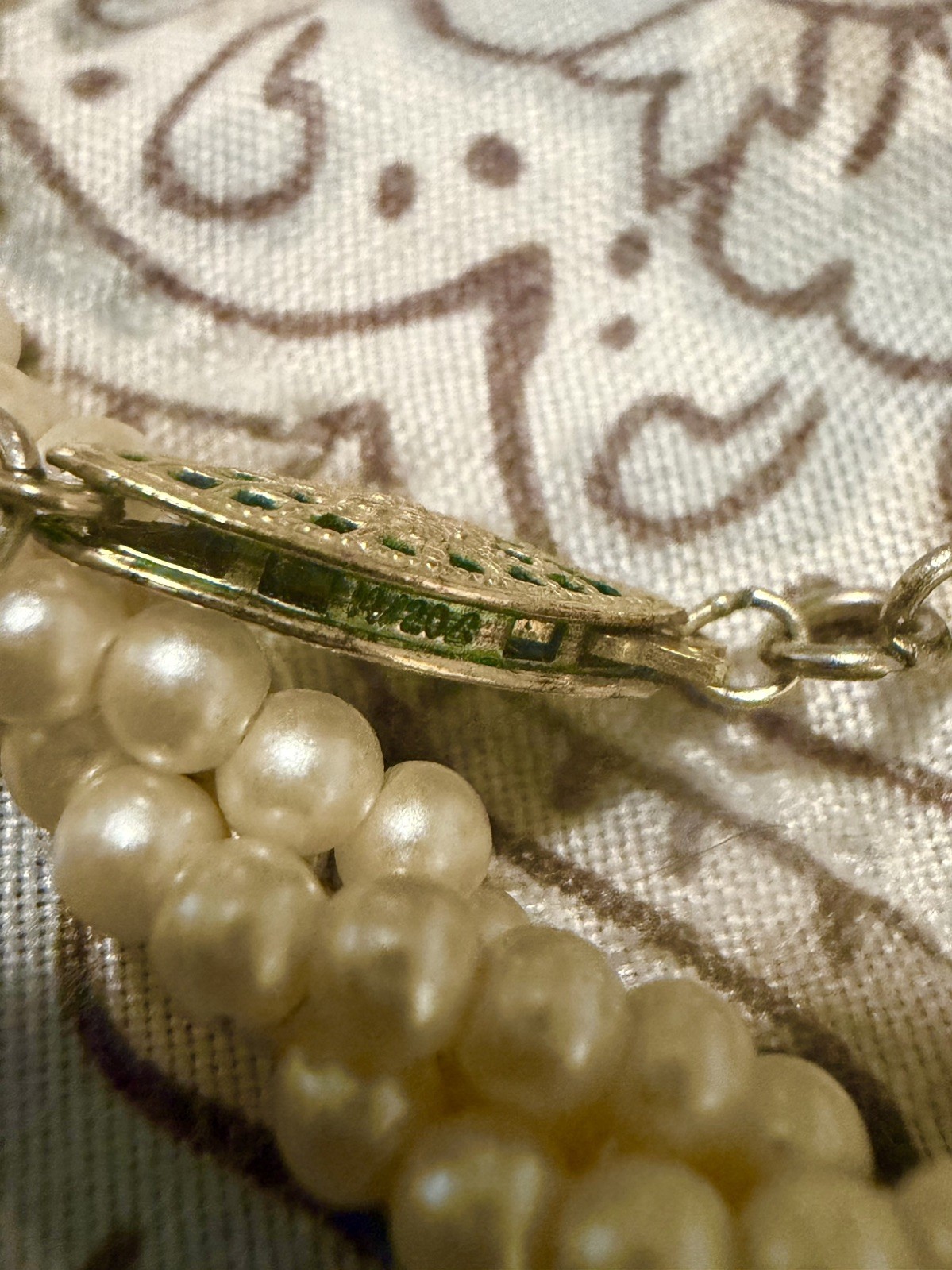 VTG 14k Gold Filled & Faux Pearl triple Strand Necklace Estate Item