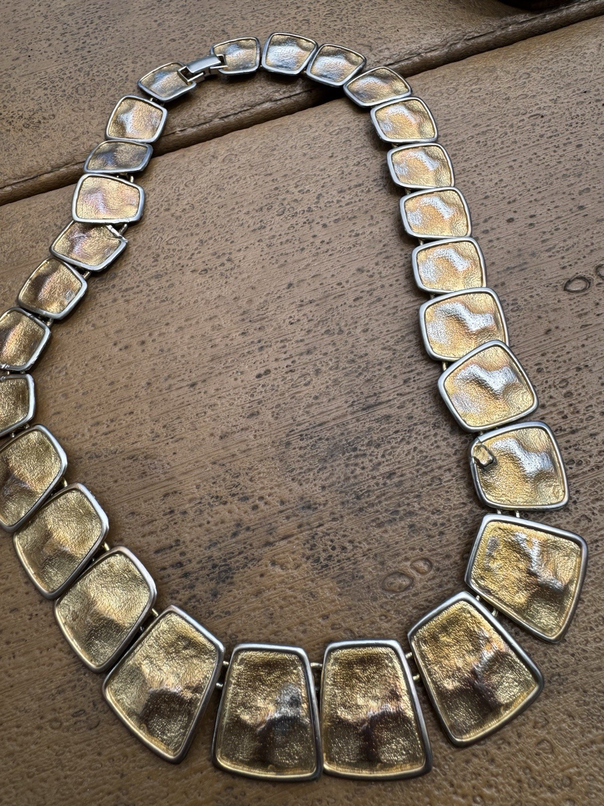 Vintage Chinky Gold And Silver Toned Necklace 22 Inches