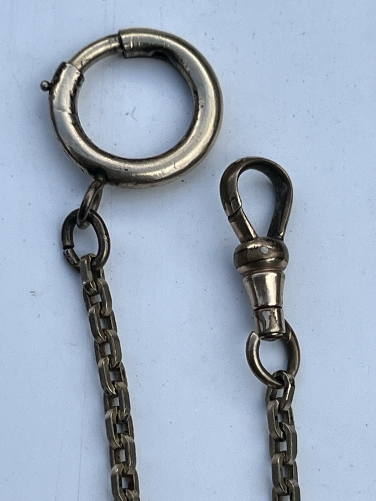 Victorian gold filled watch chain Signed Hadley Large ring
