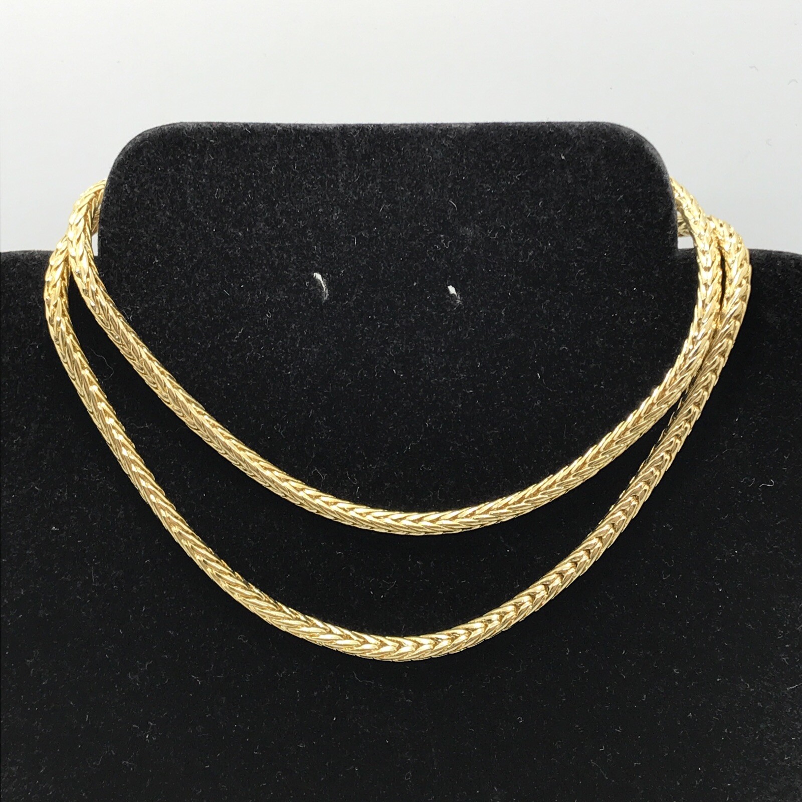 Vintage 4 mm Gold tone 24″ Spiga / Wheat Chain Necklace
