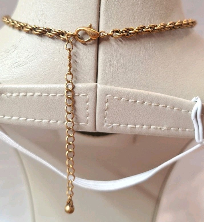 VTG Rosegold CopperTone Link Chain Necklace Princess Purple Lavender Crystals