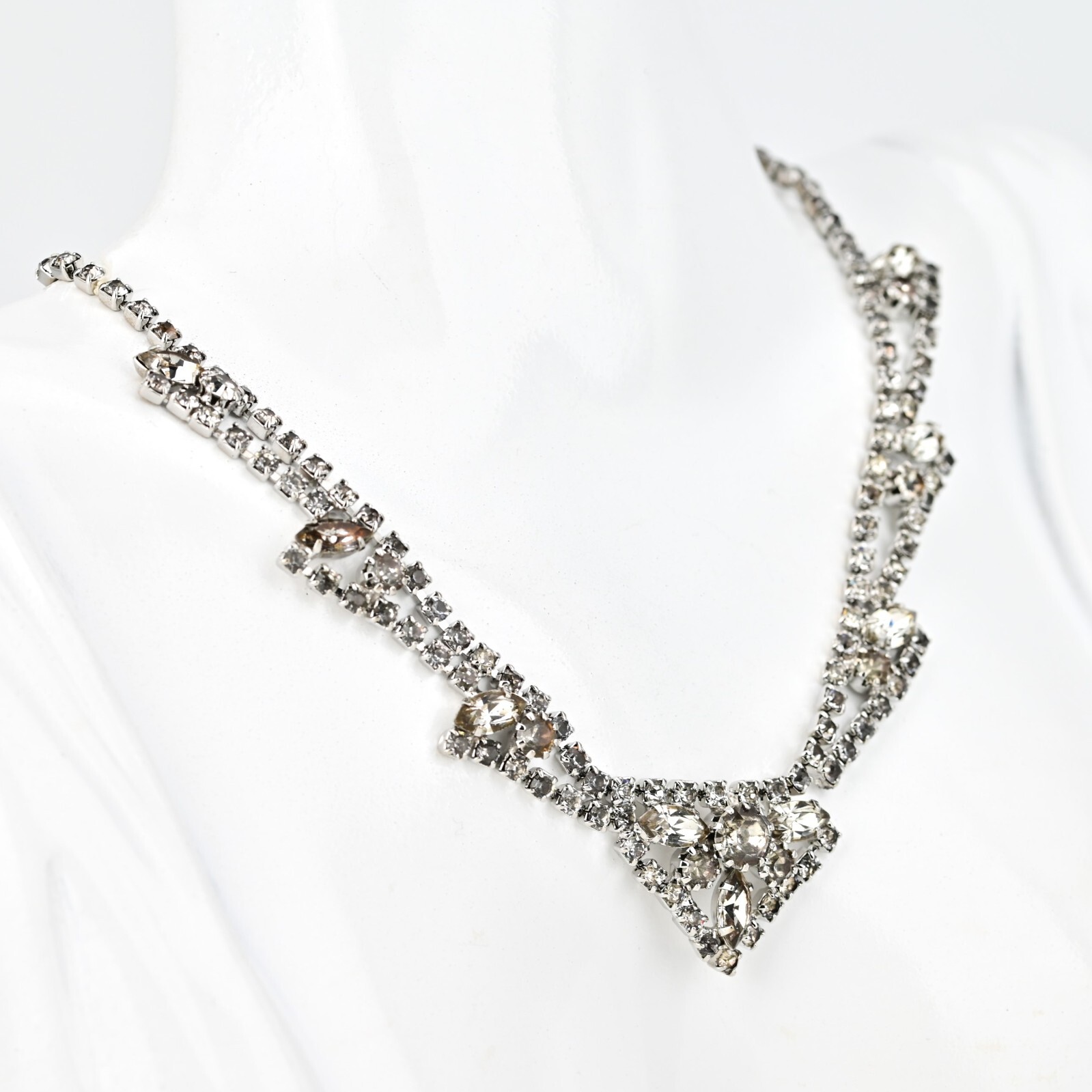 Original Vintage Designer Deco Zirconia Moissanite Gemstone Estate Necklace