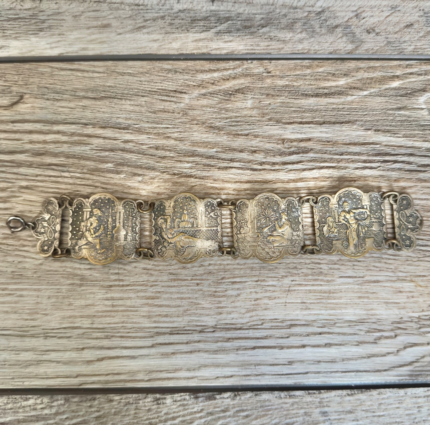 Vintage Arabian Nights Story Teller Panel Bracelet Souvenir Du Maroc