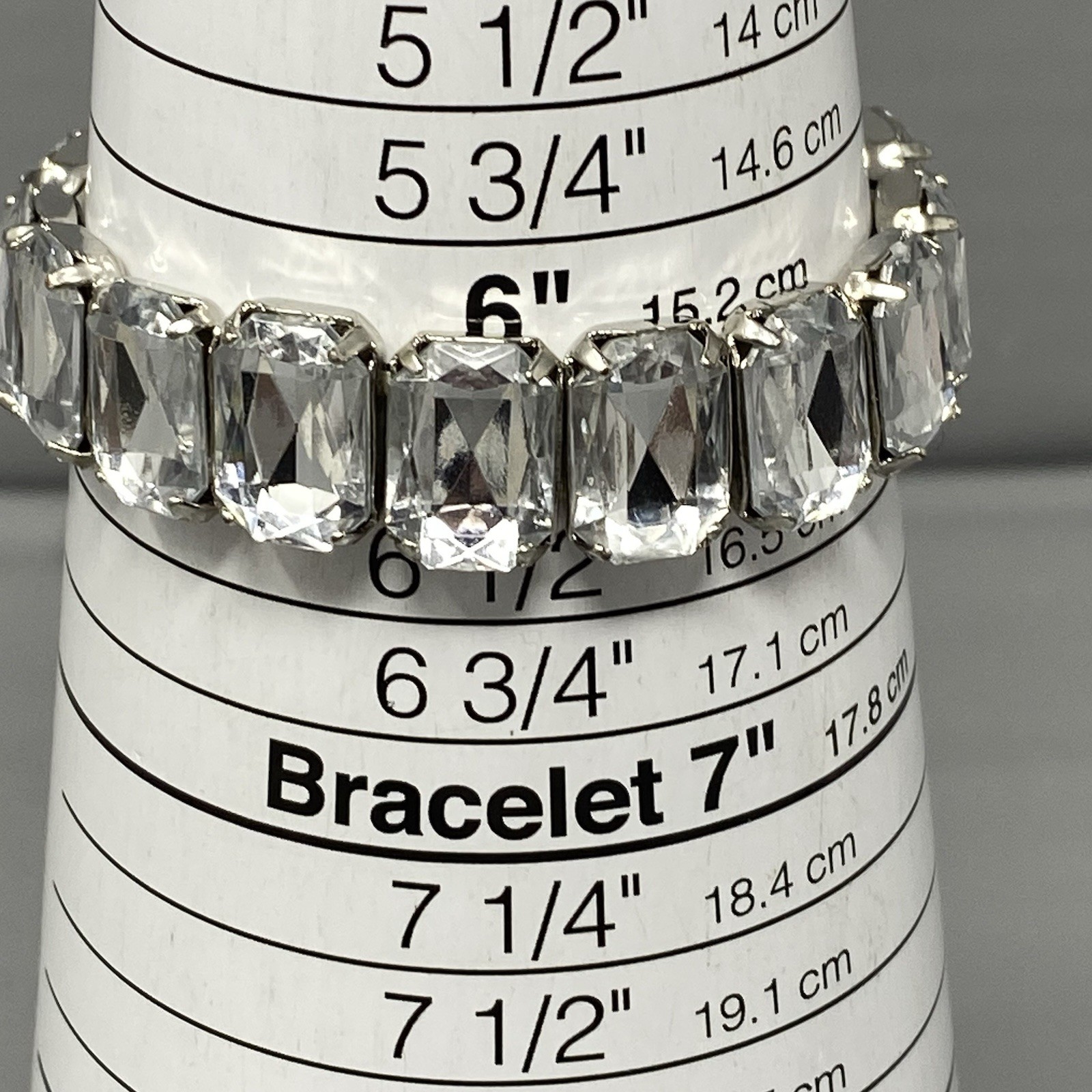 Rhinestone Stretch Bracelet Lot of 6 Blue Purple Clear Acrylic Silver Gold Tone