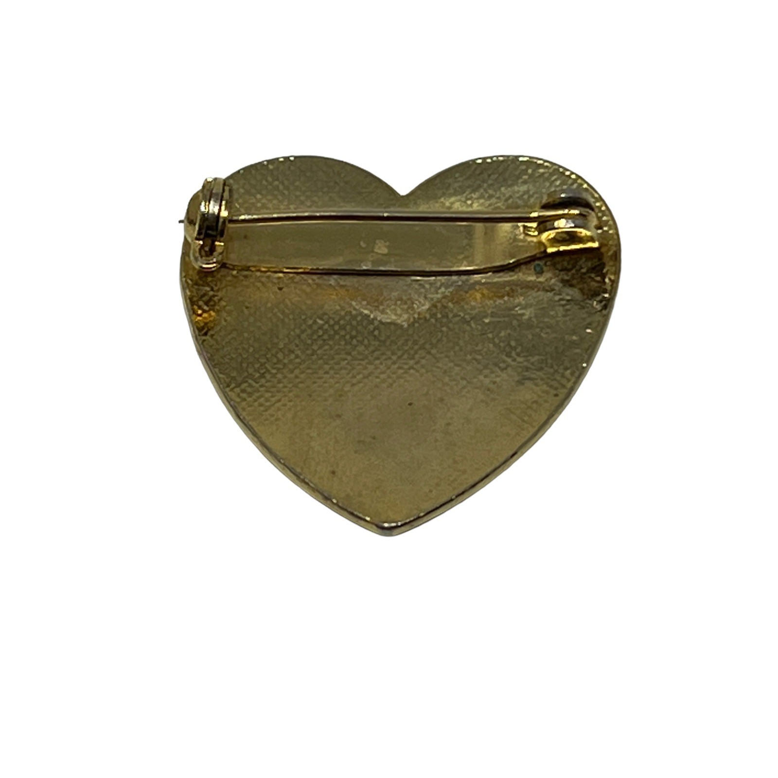 Vintage Heart Brooch Flower Butterfly Gold Tone and Black Enamel