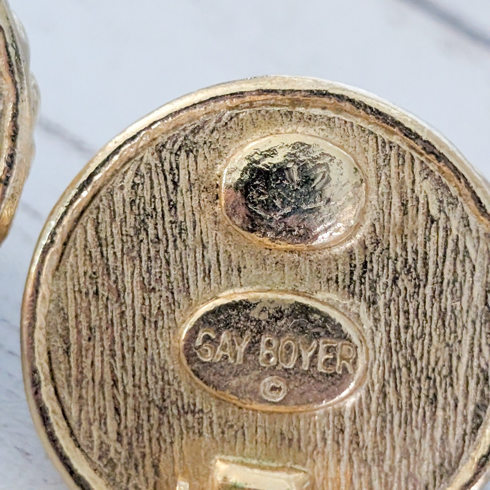 Vintage Gay Boyer Clip On Earrings Faux Pearl with Gold Tone Halo