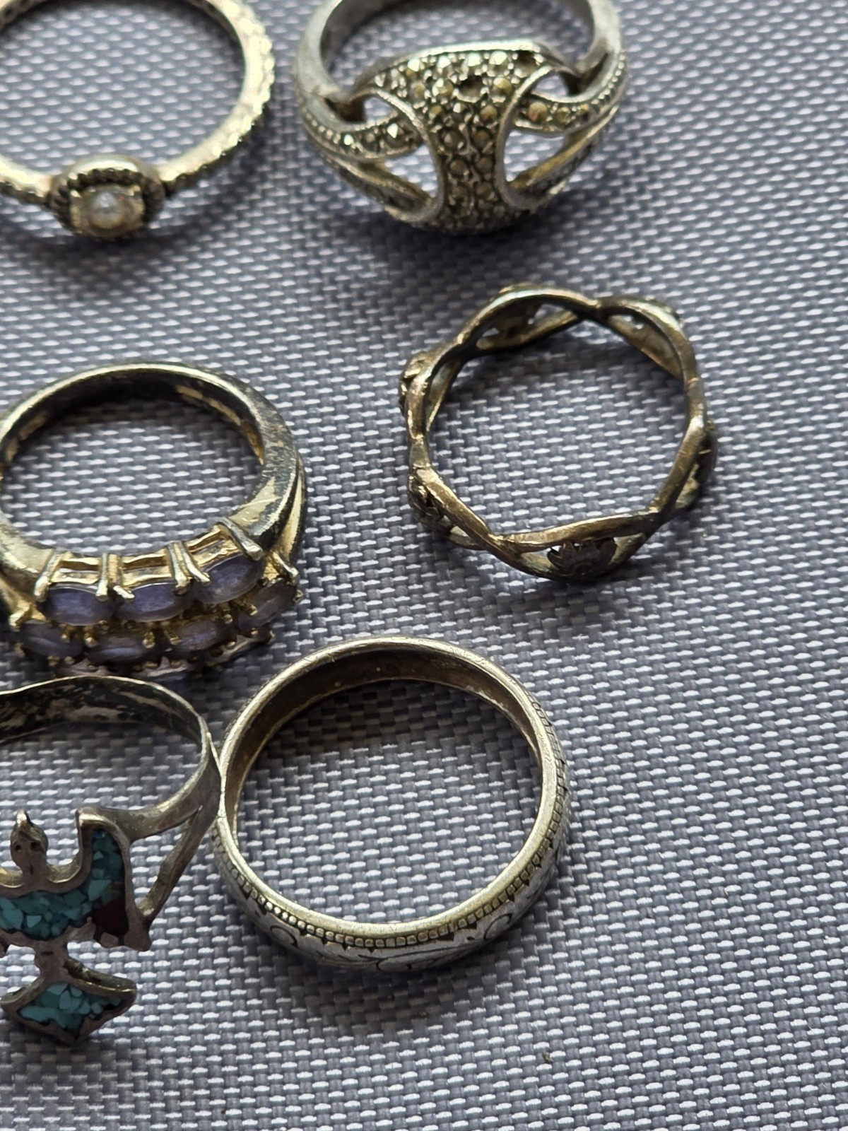 Vintage Sterling Silver Ring Lot Of 11 Different Sizes Pre Owned Condition SH