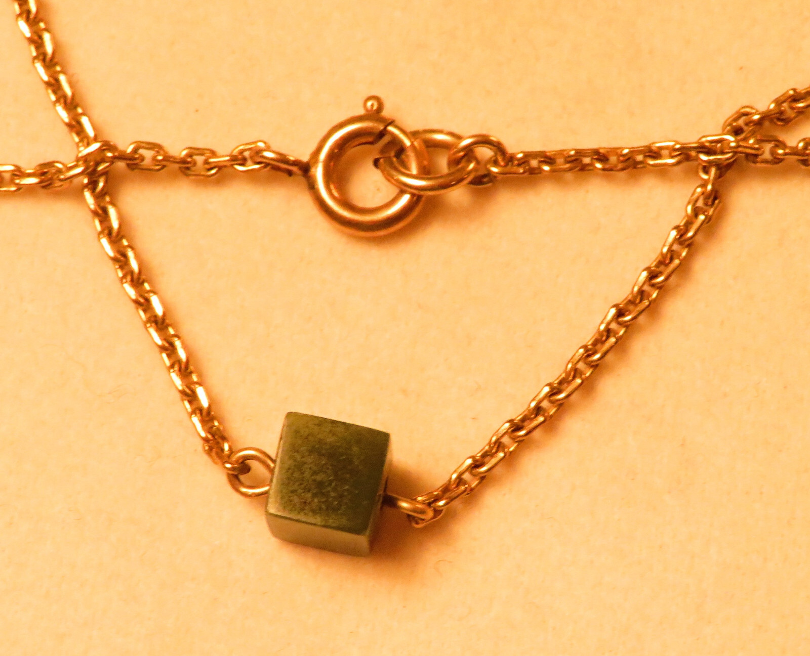 Cut Green Stone Necklace 12K Gold Filled Chain
