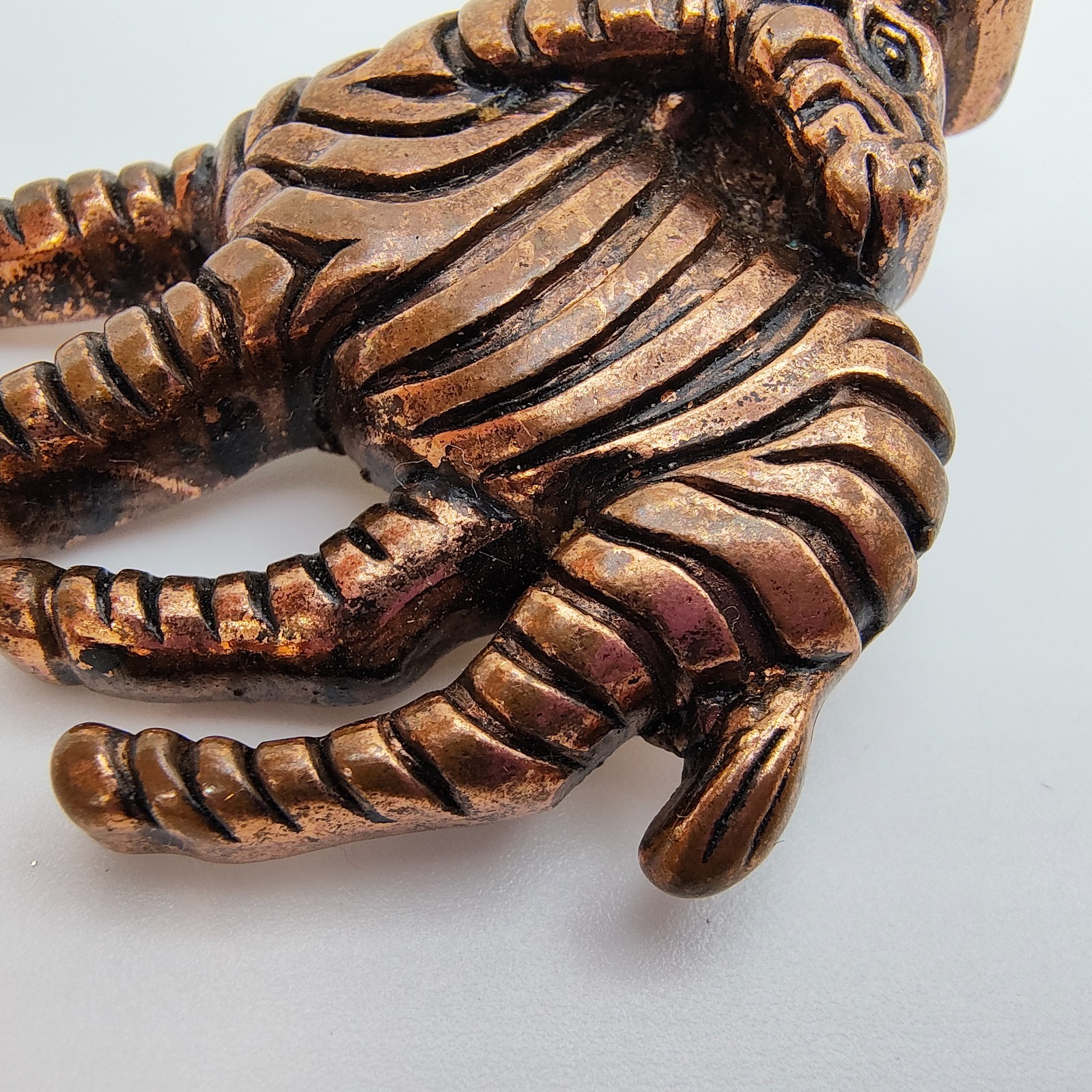 Vintage Zebra Brooch Copper Tone Textured Animal Figural Retro Safari Chic