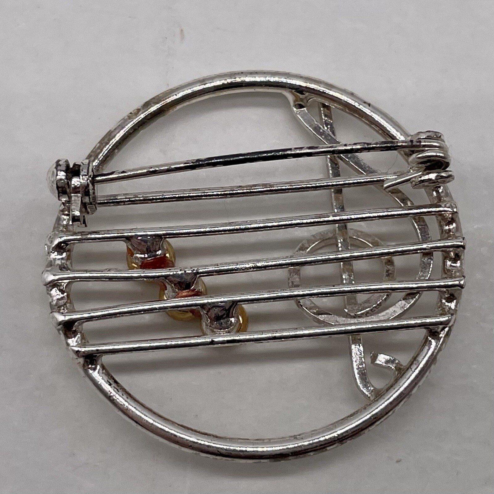 Vintage Two-Toned Sheet Music Pin Silver & Gold Toned Musical Notes Brooch 1.5”H