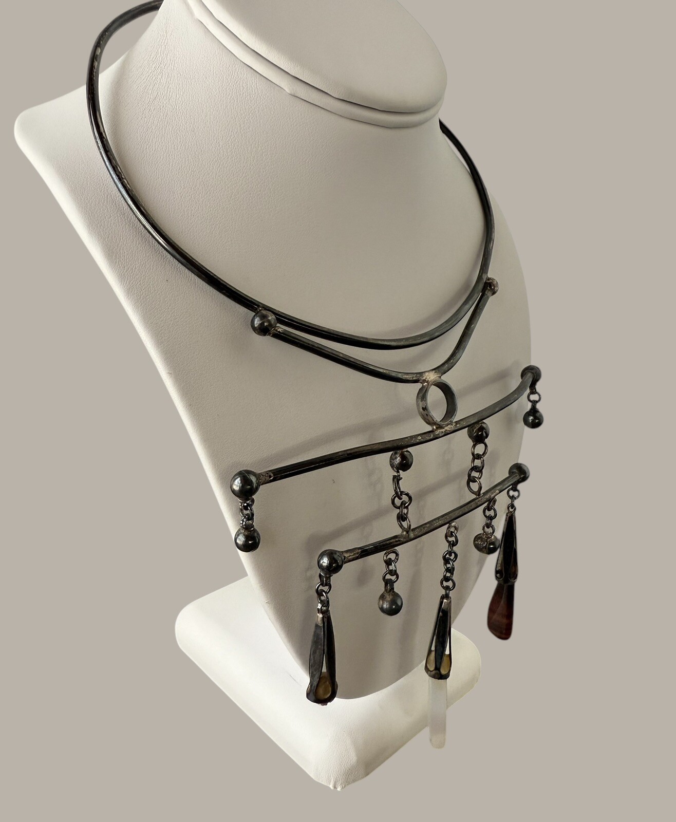 Vintage MCM Sterling Silver Artisan Hand Made Israel Necklace – Needs Repair