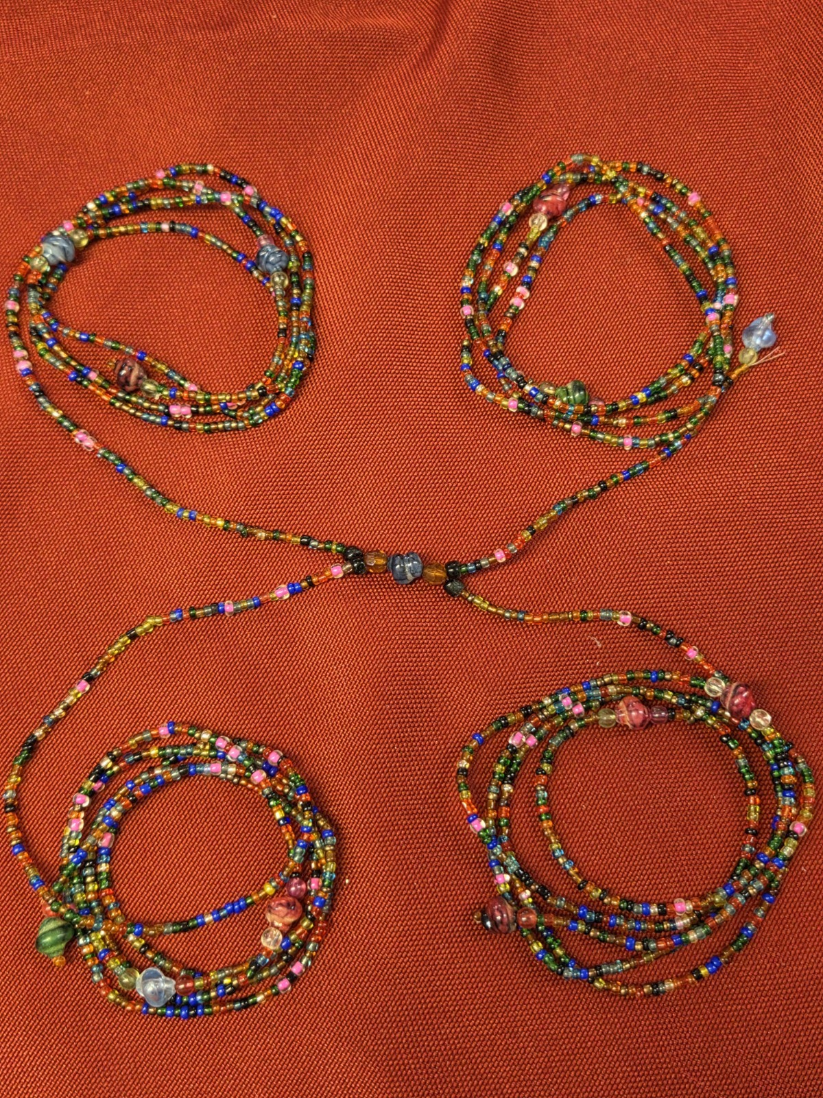 Vintage Multi-Strand Seed Bead Necklace 4 Strand Wrap Boho Tribal Glass Beads…