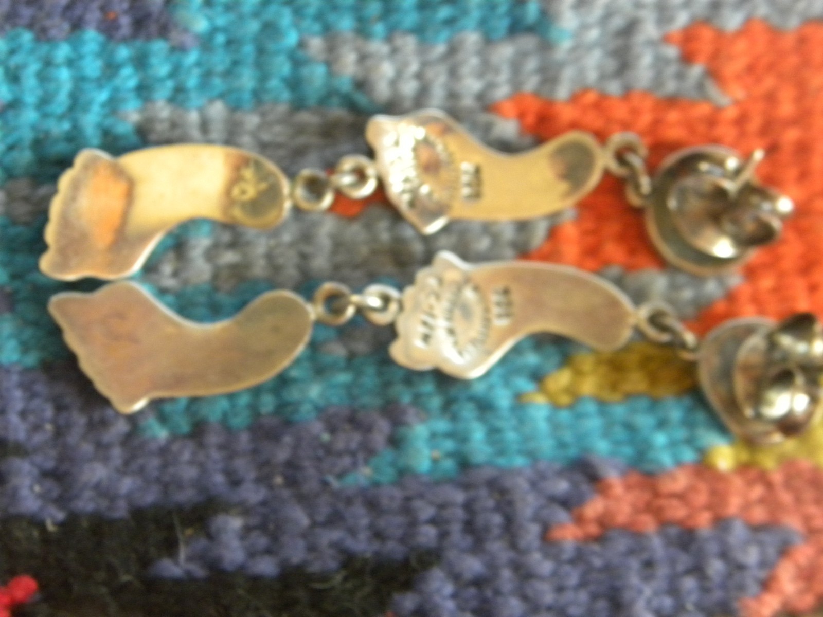 EMILIA “LOS CASTILLO” MEXICAN STERLING SILVER DANGLING FOOTPRINT EARRINGS 3″
