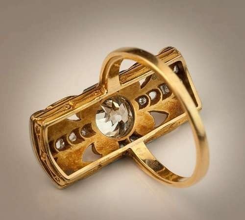 Art Deco 2.10 Ct White Diamond Vintage Engagement Ring 14K Yellow Gold FN