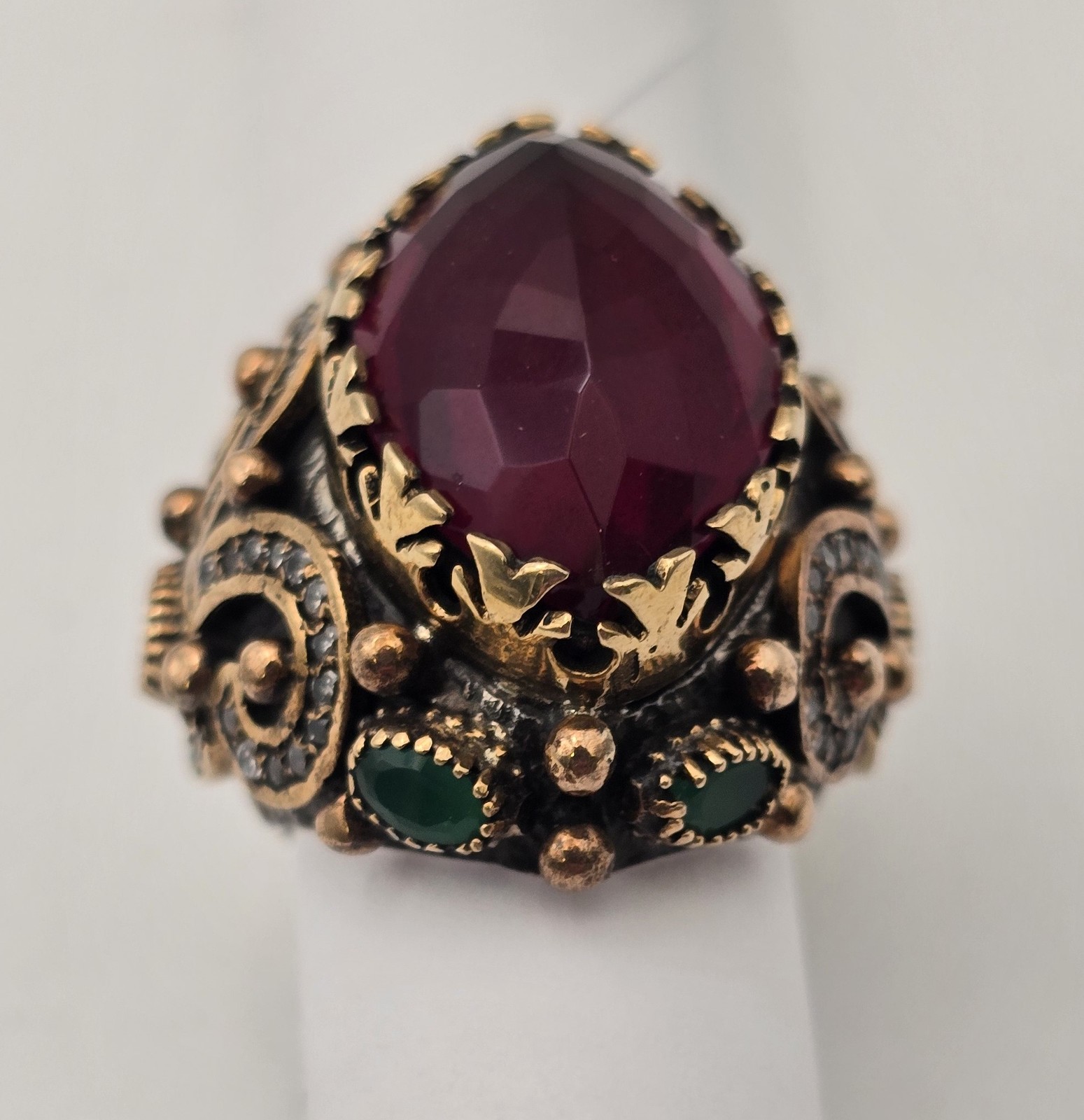 Vintage High Quality Costume Jewelry Ring Stamped 925 Size 8-1/4 Metal Gemstone