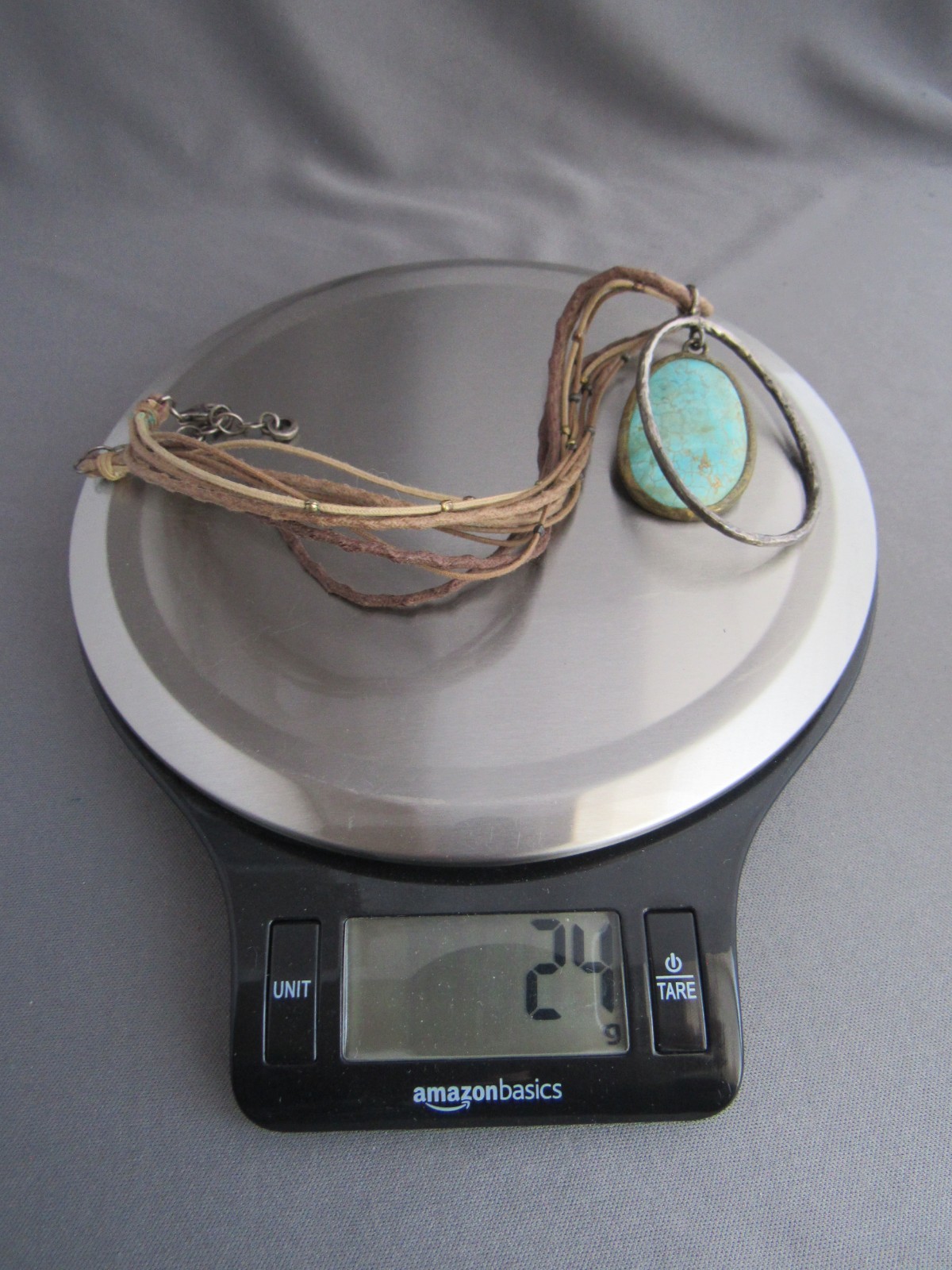 VINTAGE SILPADA HAMMERED STERLING HEMP ROPE FLOATING HOWLITE PENDANT NECKLACE