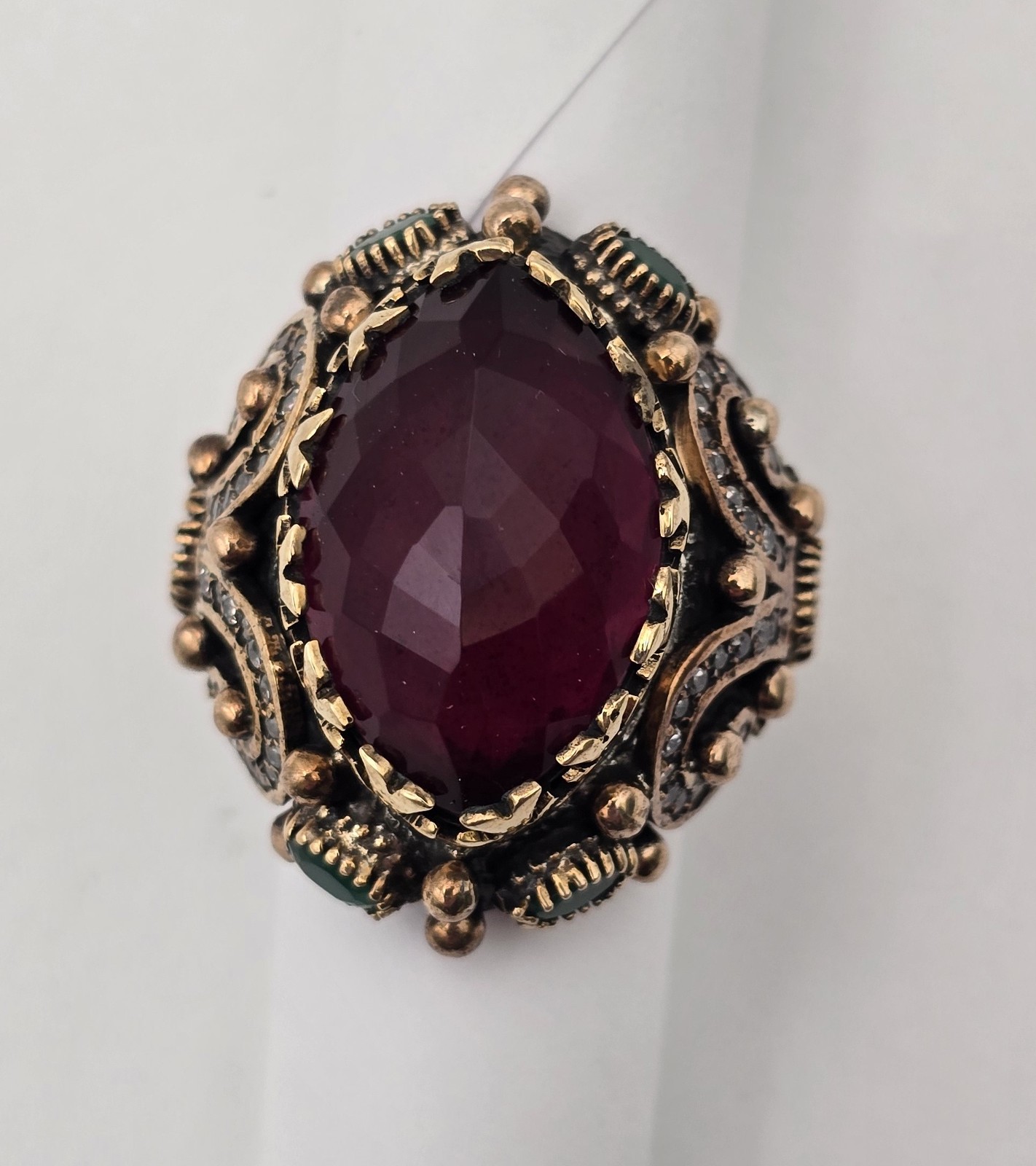 Vintage High Quality Costume Jewelry Ring Stamped 925 Size 8-1/4 Metal Gemstone