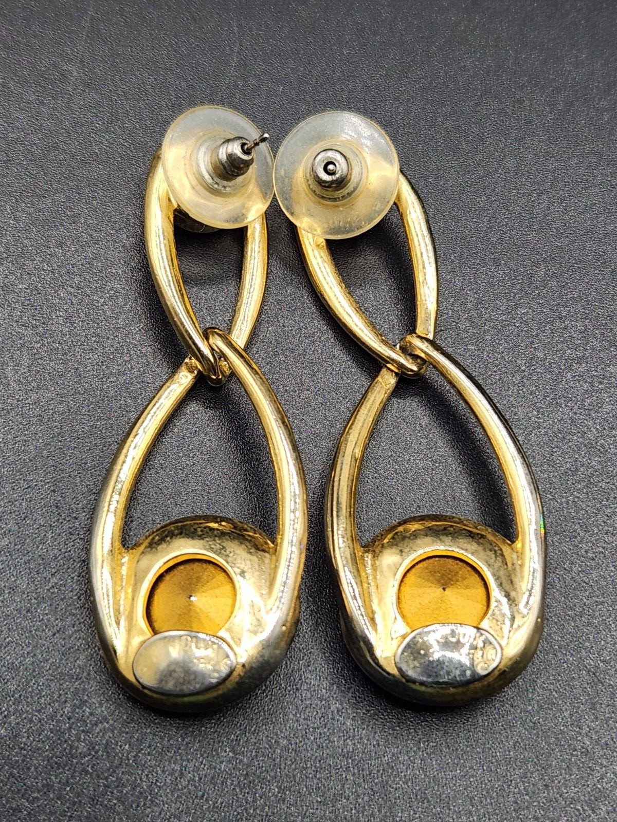 Unique Vintage Bijoux Gold Tone Rivoli Crystal Earrings and Brooch
