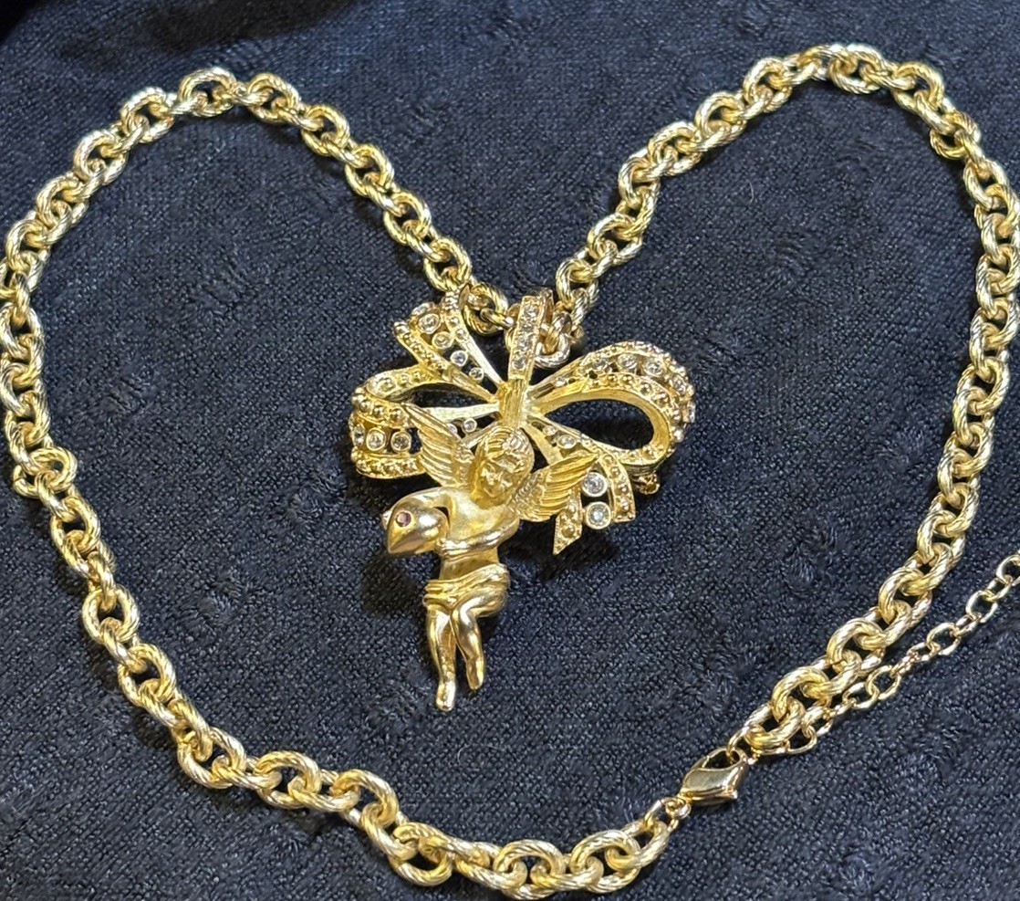 Camrose & Kross JBK Jacqueline Kennedy Angel Cherub Necklace Pendant Brooch Pin