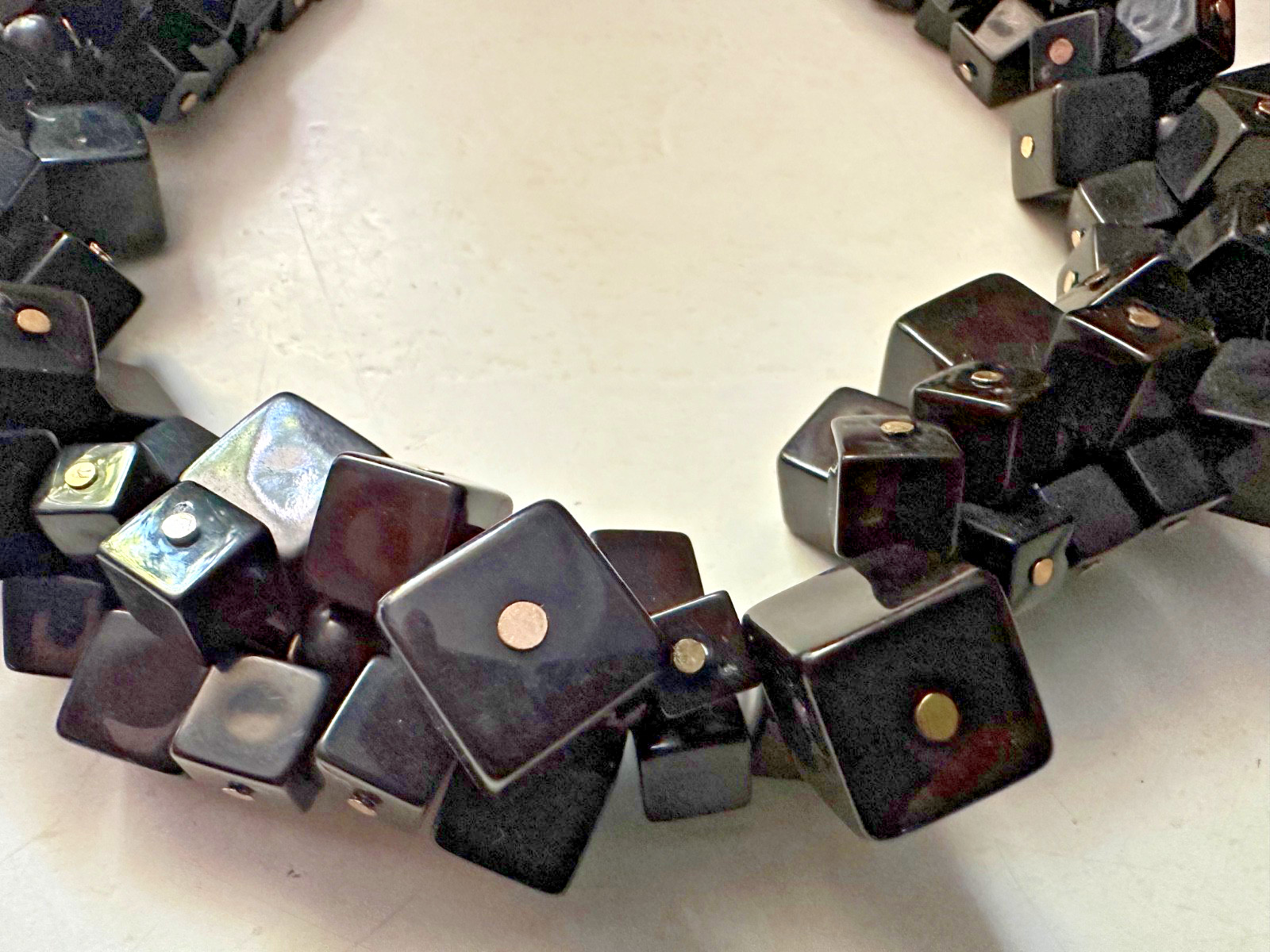 Chunky Black Acrylic Overlapping Cube Choker Necklace…Unique!