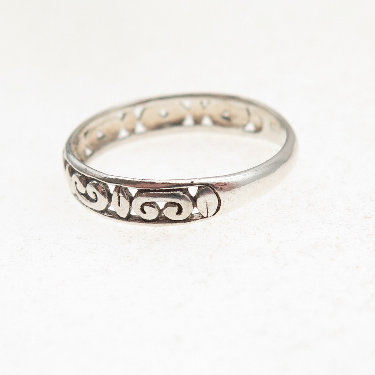 925 Sterling Silver Vintage Ornate Oxidized Band Ring Size 8.75